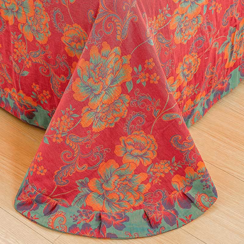 Flower Print Red Cotton Bedding Sets(4PCS) Bedding Set Ownkoti 8