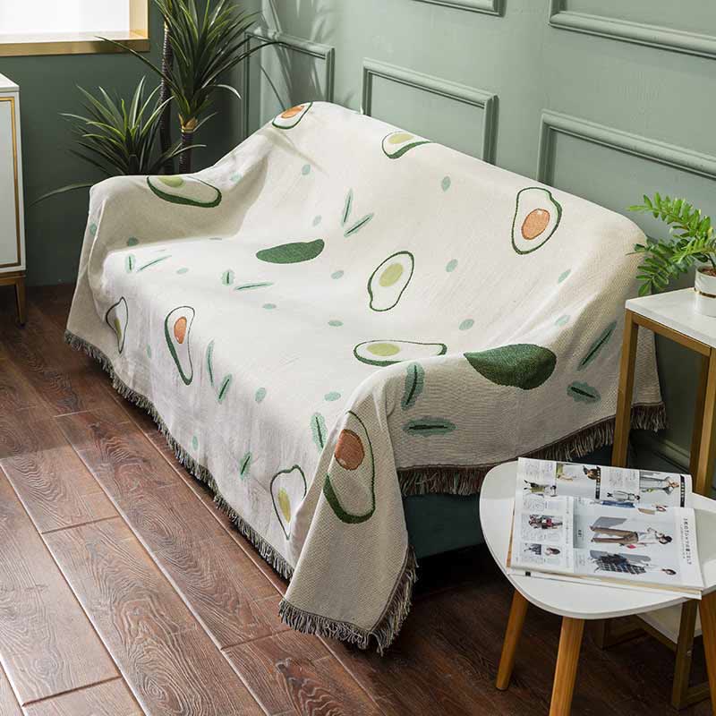 Ownkoti Avocado Print Blanket with Tassel