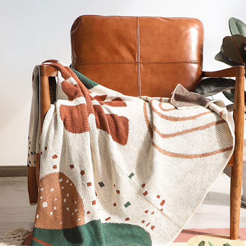 Morandi Colorblock Cotton Office Knit Blanket