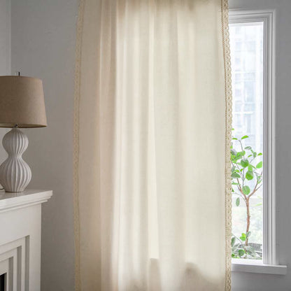 Cotton White Curtain Hollow-Out Drapes with Tassel Curtains Ownkoti 6