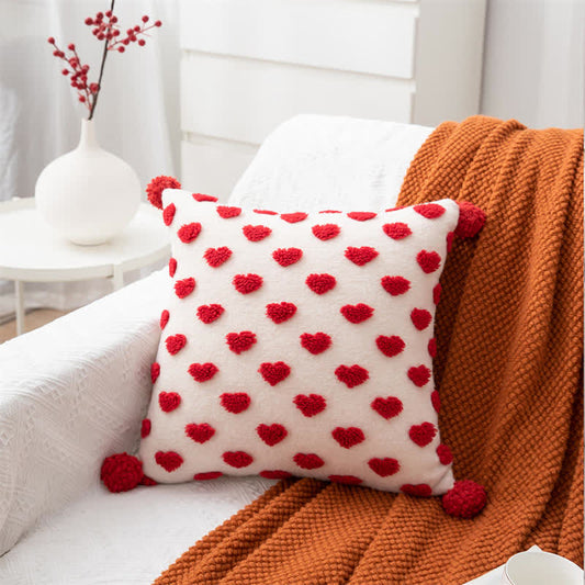 Ownkoti Plush Red Heart Sweet Pillowcase