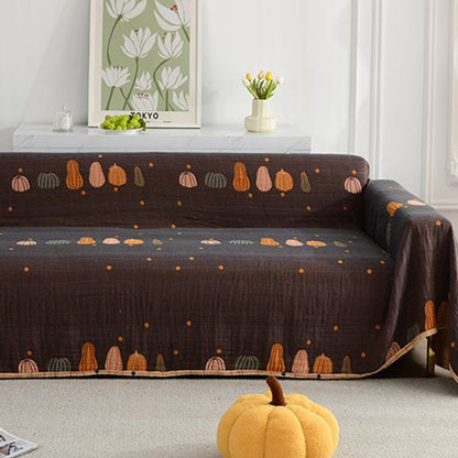 Ownkoti Pumpkin Plaid Pattern Sofa Blanket