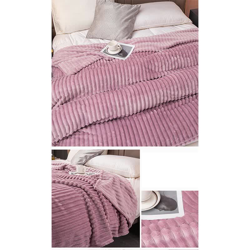 Solid Color Stripe Soft Throw Blanket Blankets Ownkoti 22