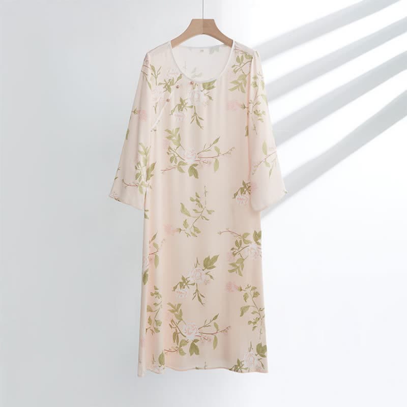 Pink Flower Print Soft Breathable Nightdress
