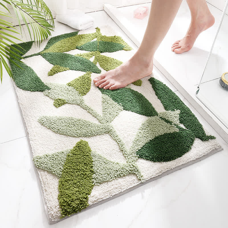 OwnkotiGreenLeafPrintSoftNon-SlipFloorRug