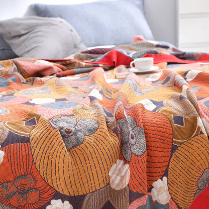 Colorful Persimmon Cotton Gauze Reversible Quilt Quilts Ownkoti 6