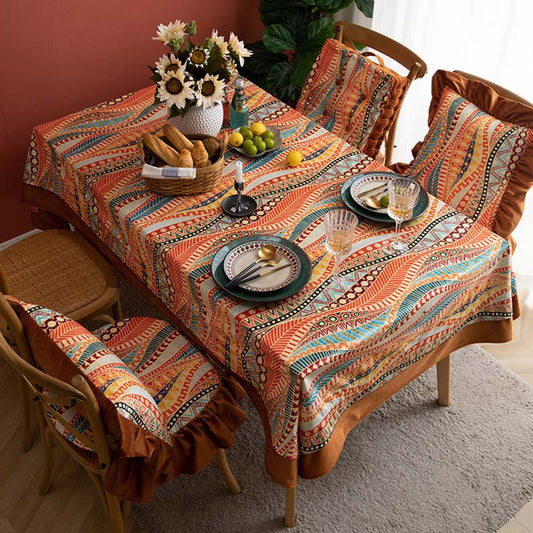 Ownkoti Morocco Colorful Wave Tablecloth Table Cover Table Decor Tablecloth Ownkoti As Picture 55" x 86"