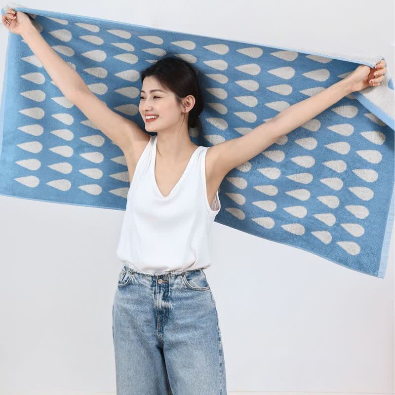 Yarn-dyed Raindrop Print Cotton Soft Towel(3PCS)