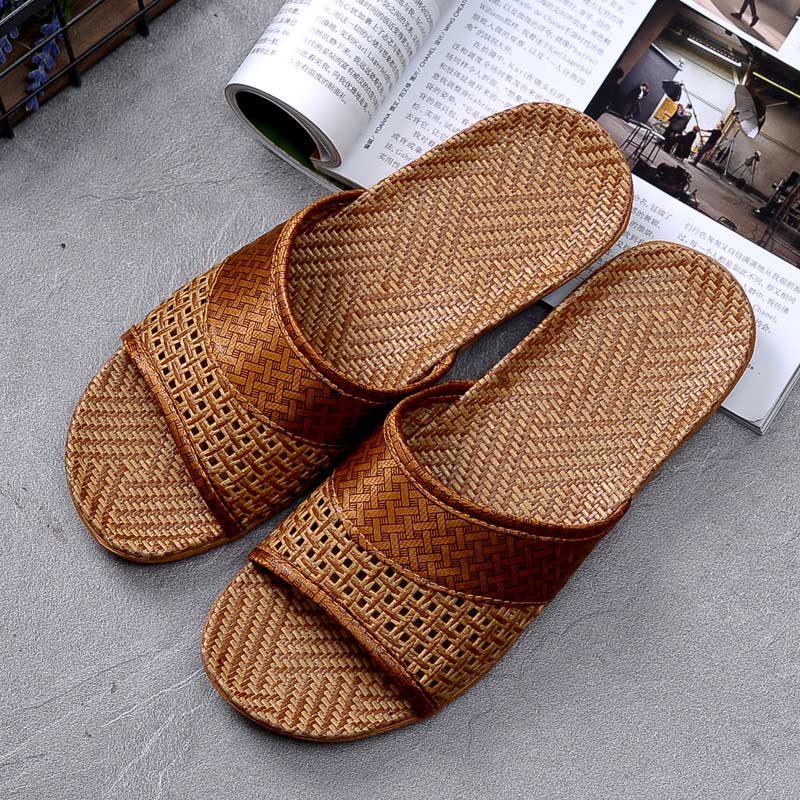 Simple Floral Hollow-out Flax Slippers Slippers Ownkoti Coffee 3XL
