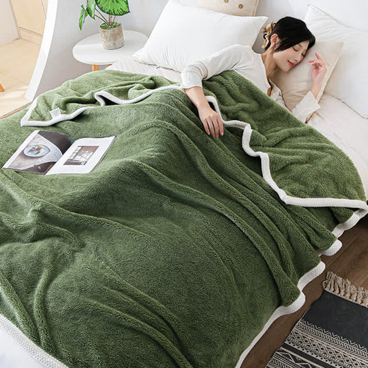Solid Color Double-sided Throw Blanket