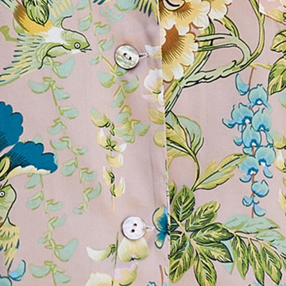 Elegant Flower V-neck Button Short Loungewear