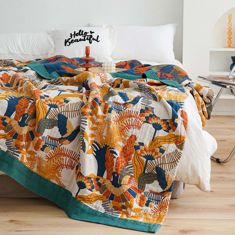 Ownkoti Soft Bird & Flower Cotton Reversible Quilt Quilts Ownkoti 10