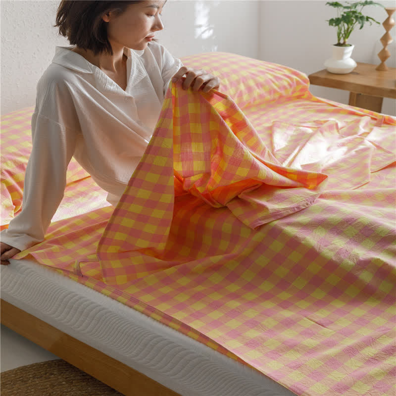 Grid Pattern Breathable Cotton Sleeping Bag Sleeping Bag Ownkoti 17