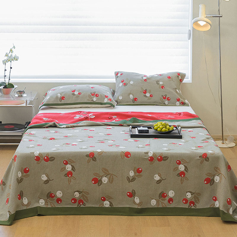 Pastoral Cherry Flower Cotton Reversible Quilt Quilts Ownkoti 1