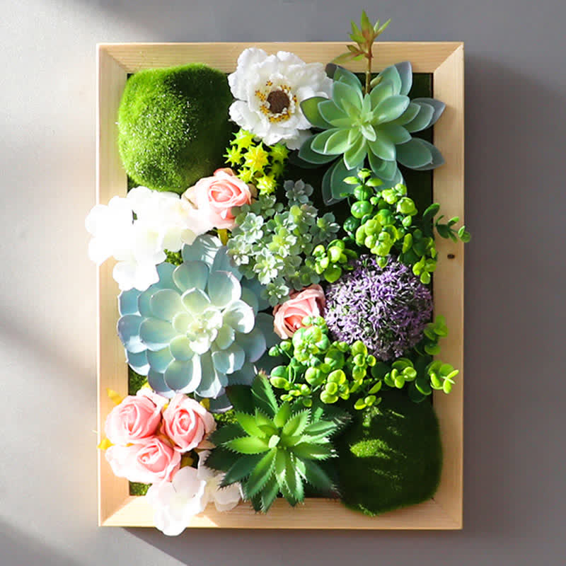 Artificial Succulent Flower Moss Wall Frame Decor Ownkoti Colorful