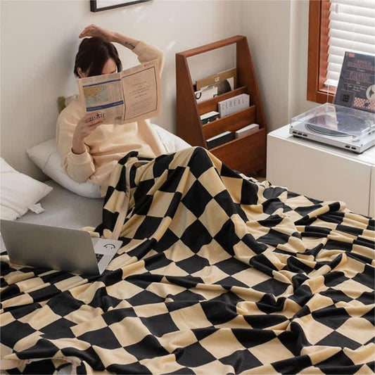 Modern Checkerboard Soft Flannel Blanket