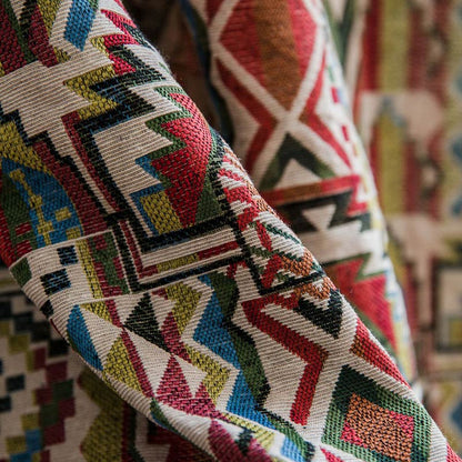 Pom-pom Colorful Pattern Cotton Linen Curtain