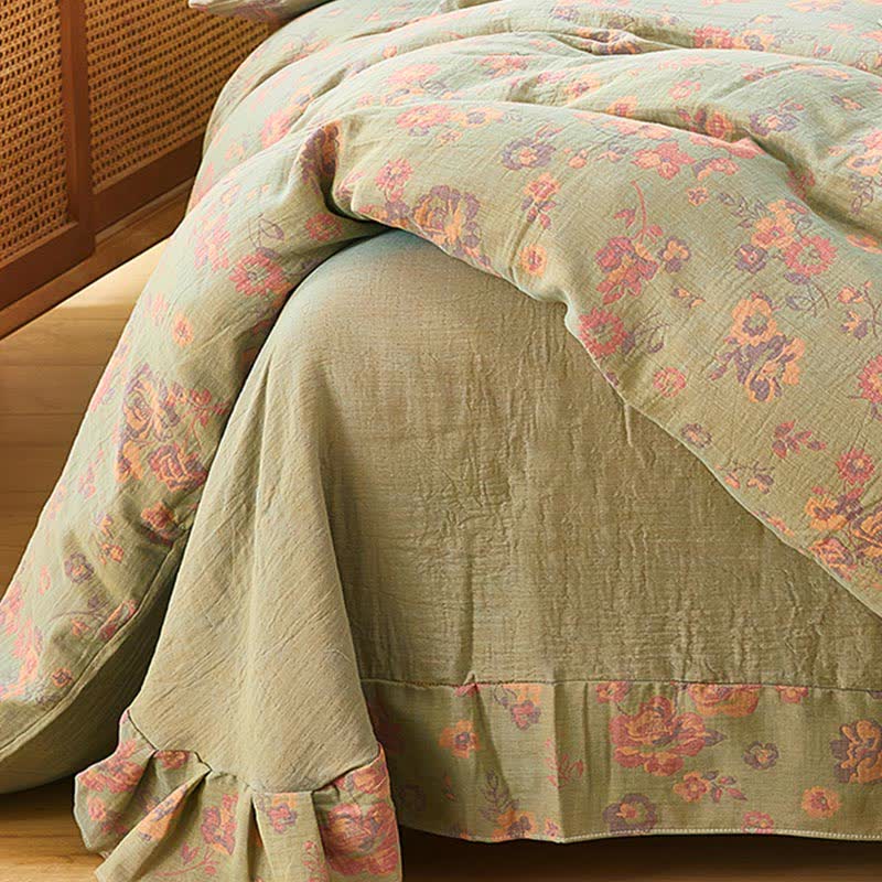 Flower Cotton Duvet Cover Bedsheet & Pillowcases (4PCS) Bedding Set Ownkoti 2
