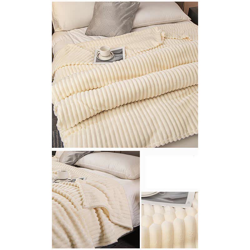 Solid Color Stripe Soft Throw Blanket Blankets Ownkoti 16