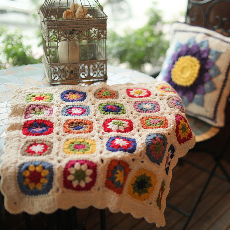 Crochet Placemat Plaid Flower Table Cover