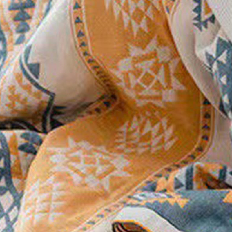 Ownkoti Boho Graphic Pattern Cotton Reversible Quilt