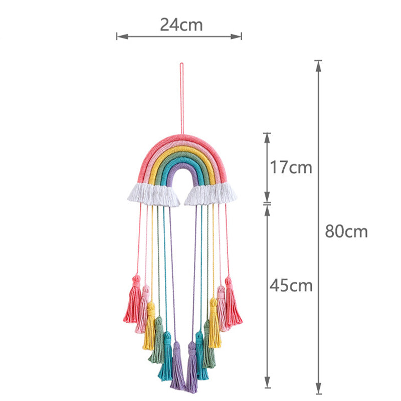 The Size of Handmade Macrame Tassel Rainbow Hanging
