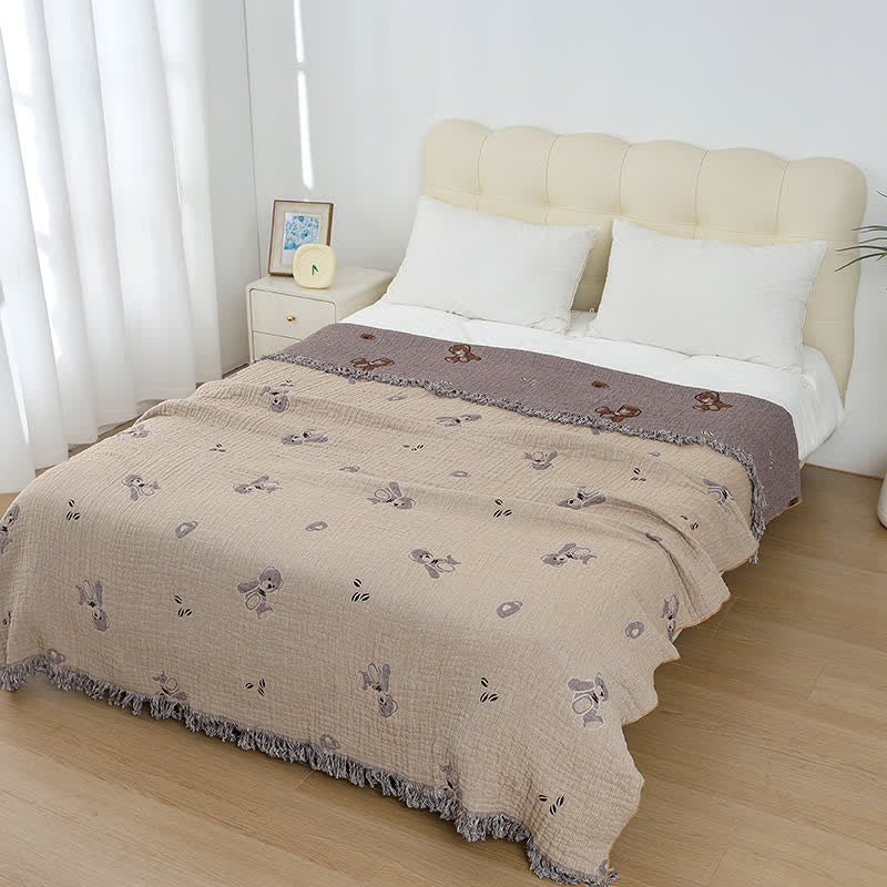 Cute Bear Cotton Gauze Sofa Blanket