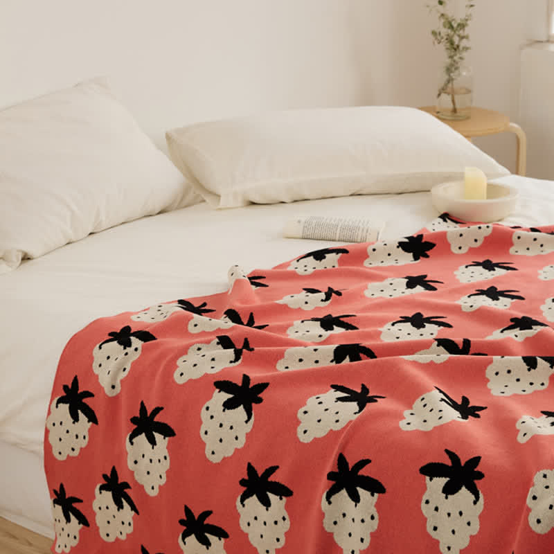 Strawberry Print Soft Cotton Reversible Blanket Blankets Ownkoti 1