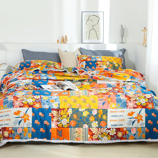 Lightweight Flower Reversible Quilt - Monet's Garden Quilts Ownkoti As Picture Queen