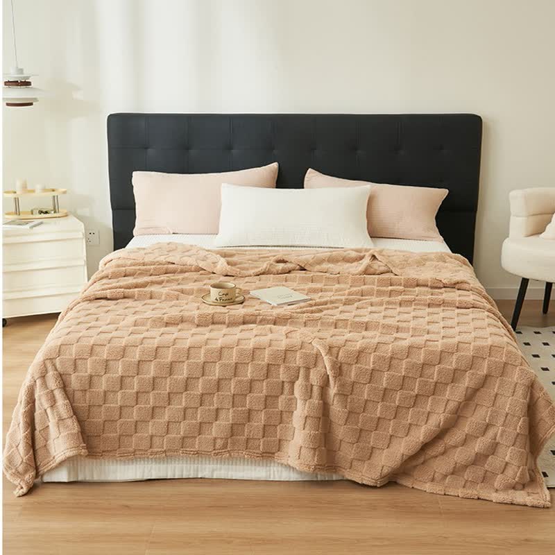 Simple Solid Waffle Reversible Throw Blanket ownkoti