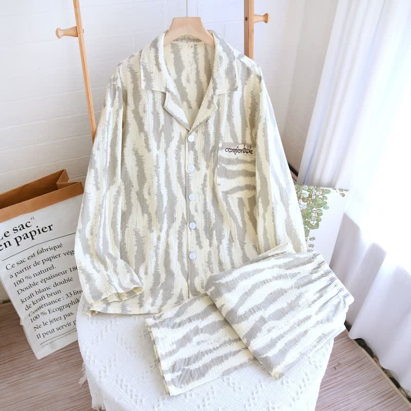Zebra Print Cotton Gauze Pajama Set