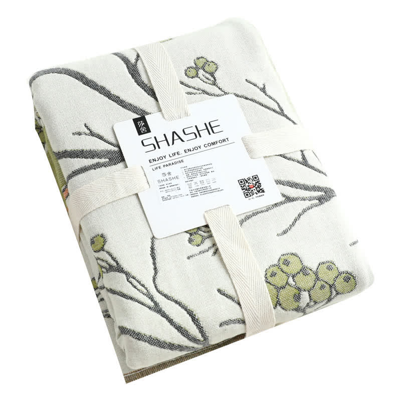 Cotton Gauze Hawthorn Bird Pillow Towel (2PCS)