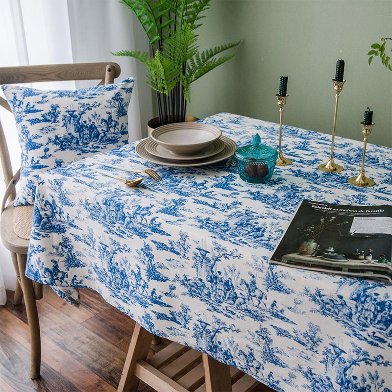 Blue White Painting Table Cover