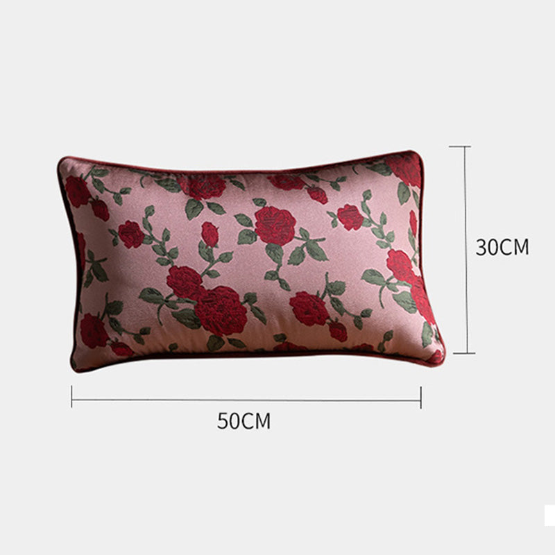 The Size of Retro Red Rose Zipper Pillowcase