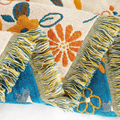 Garden Flower Cotton Reversible Tassels Quilt