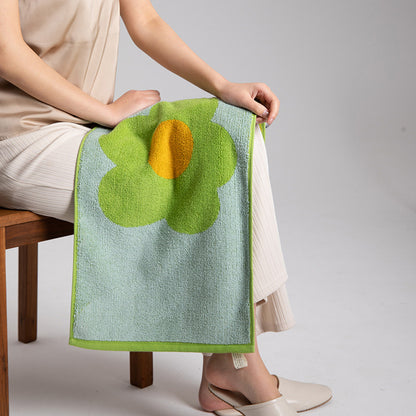 Flower Pattern Colorblock Breathable Cotton Towel