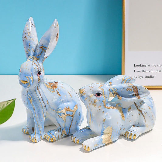 Ownkoti Blue Rabbit Resin Craft Home Decoration