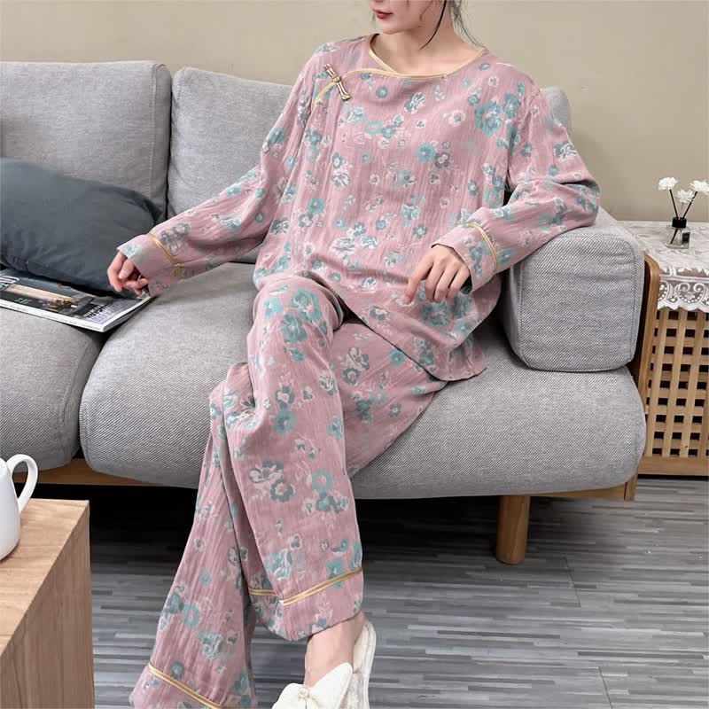 Plus-size Peony Cotton Pajama Set