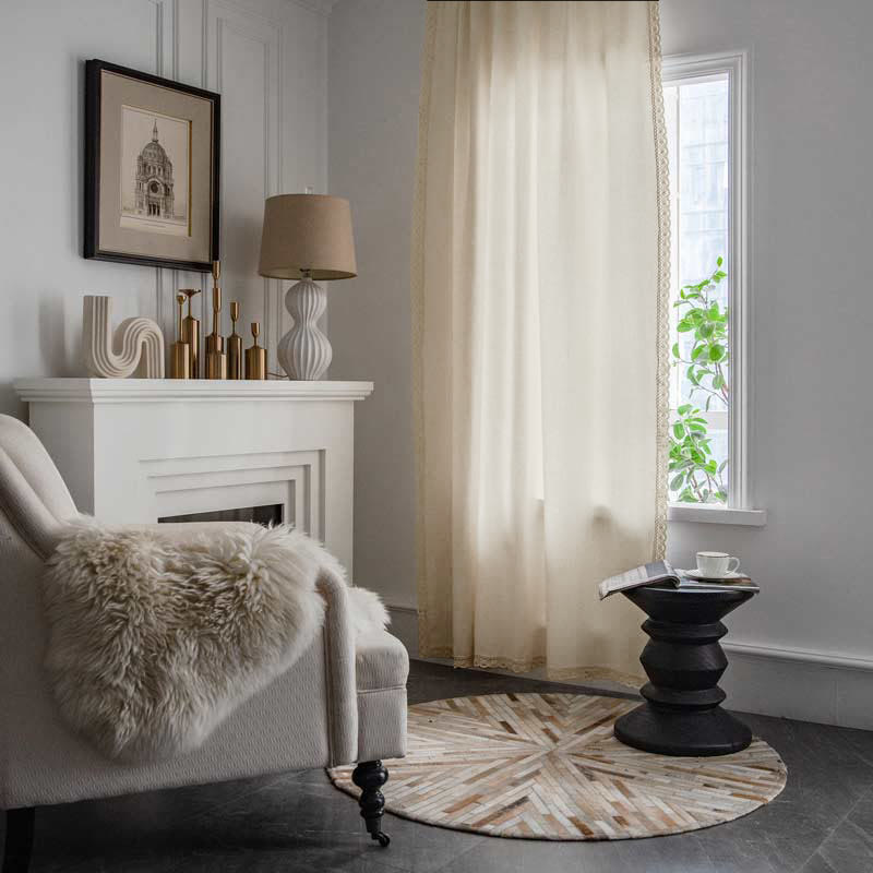Cotton White Curtain Hollow-Out Drapes with Tassel Curtains Ownkoti 9