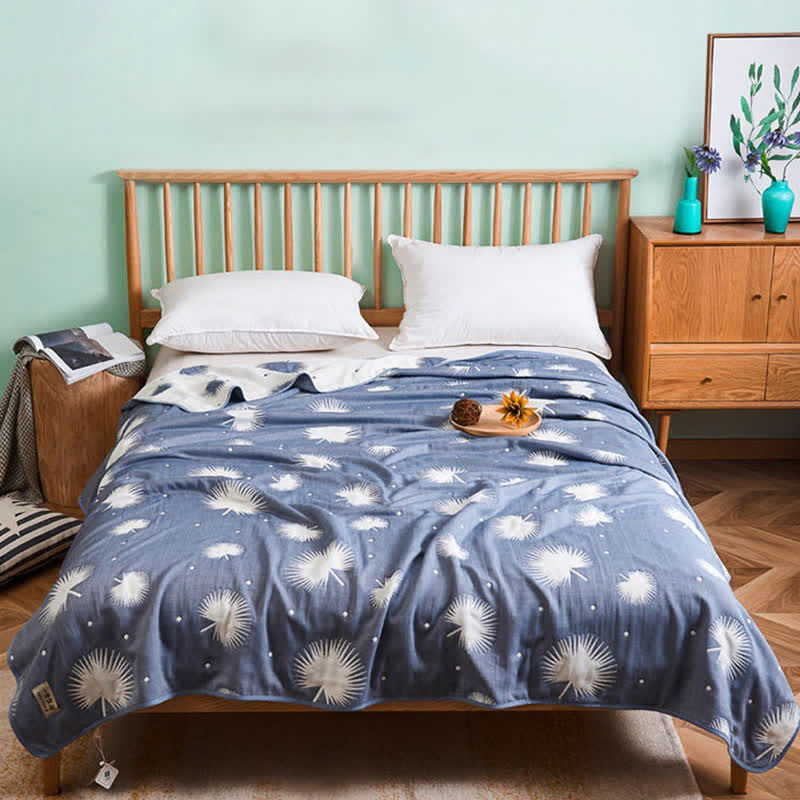 Blue & White Dandelion Reversible Soft Quilt Quilts Ownkoti 1