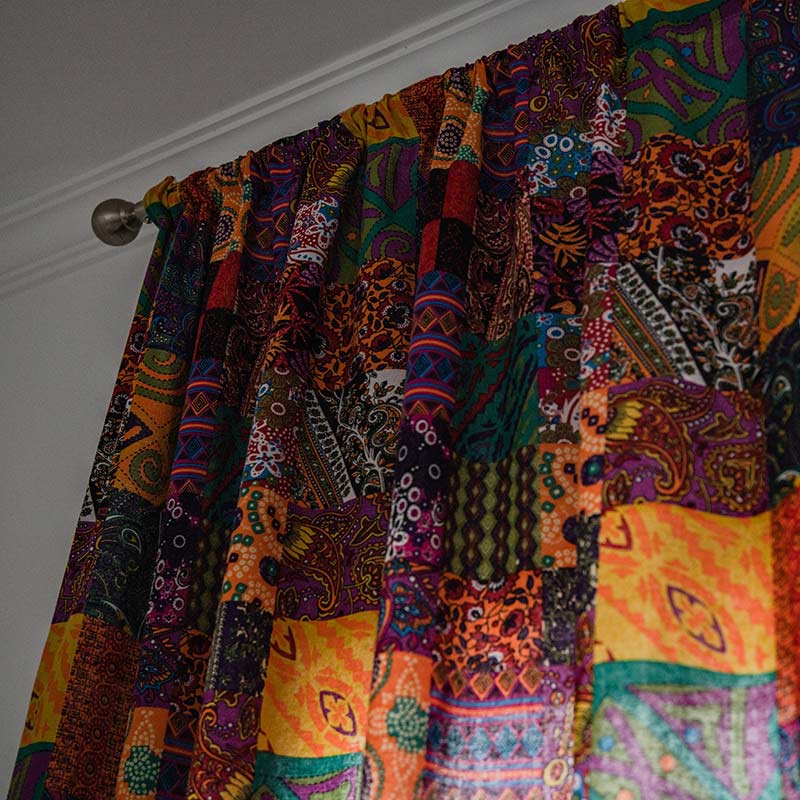 Colorful Boho Cotton Linen Window Curtains
