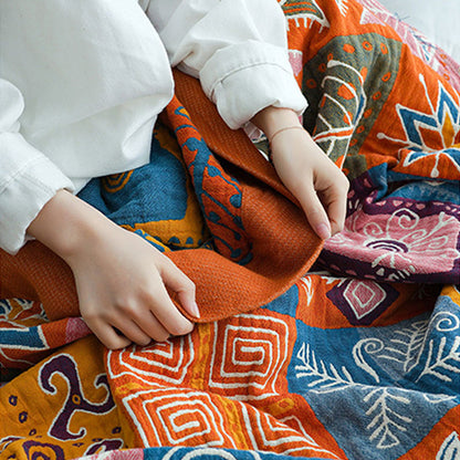 Ownkoti Bohemian Patchwork Reversible Cotton Blanket