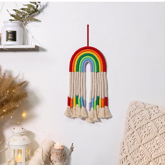 Macrame Wall Hanging Handmade Woven Rainbow