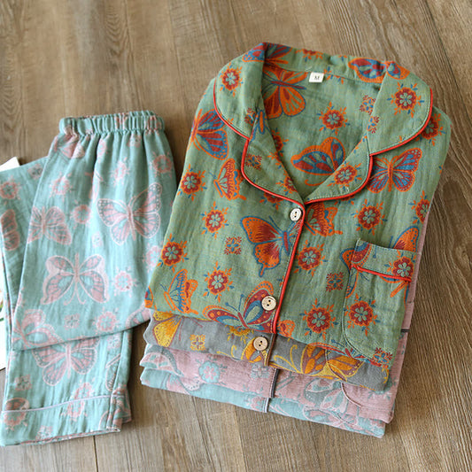 Vintage Butterfly Print Cotton Loungewear Set Loungewear Ownkoti main
