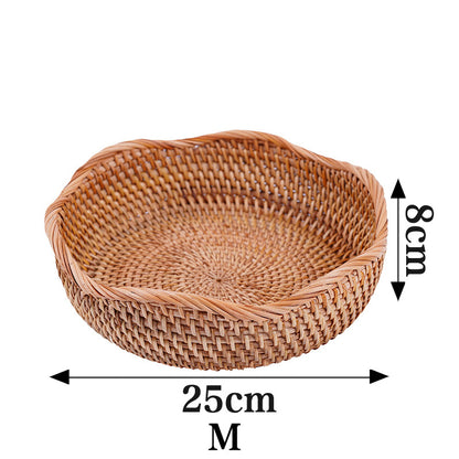 the Size of Hand Woven Wave Brim Rattan Tray