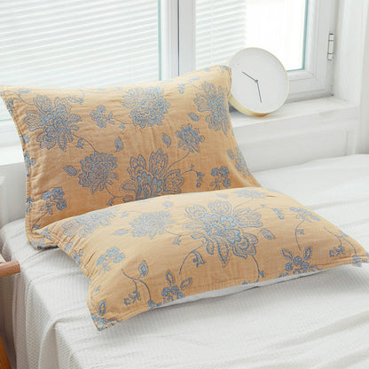 Boho Flower Cotton Double-Side Pillow Towel (2PCS) Pillowcases Ownkoti Yellow 50cm x 75cm