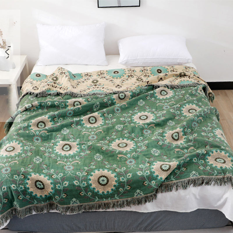 Ownkoti Retro Sofa Cover Cotton Reversible Blanket