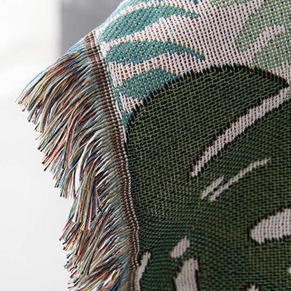 Palm Pattern Sofa Cover Tassel Blanket