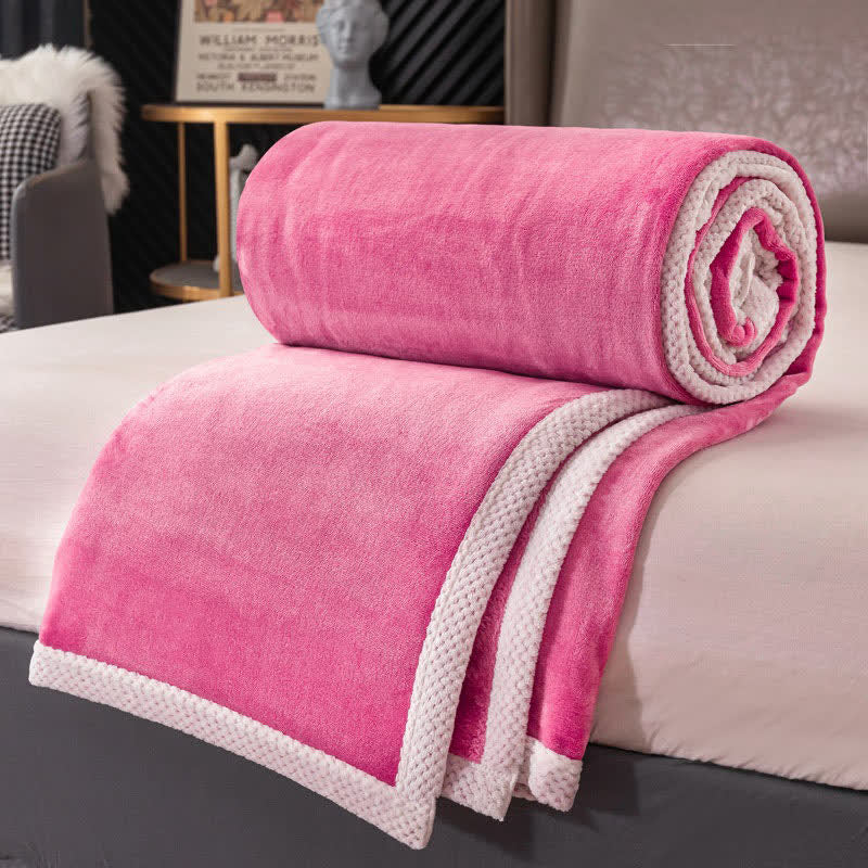 Solid Color Soft Reversible Throw Blanket
