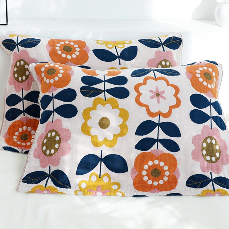Cute Flower Cotton Gauze Pillow Towel (2PCS)